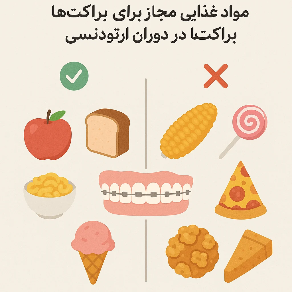 مواد غذایی مجاز و غیرمجاز برای براکت‌ها در دوران ارتودنسی